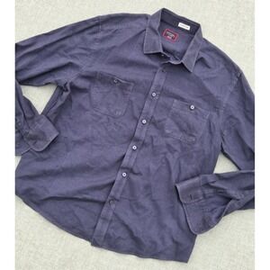 UNTUCKit Douglas Cahill Shirt Men's XL Navy Blue Herringbone Flannel Button Up